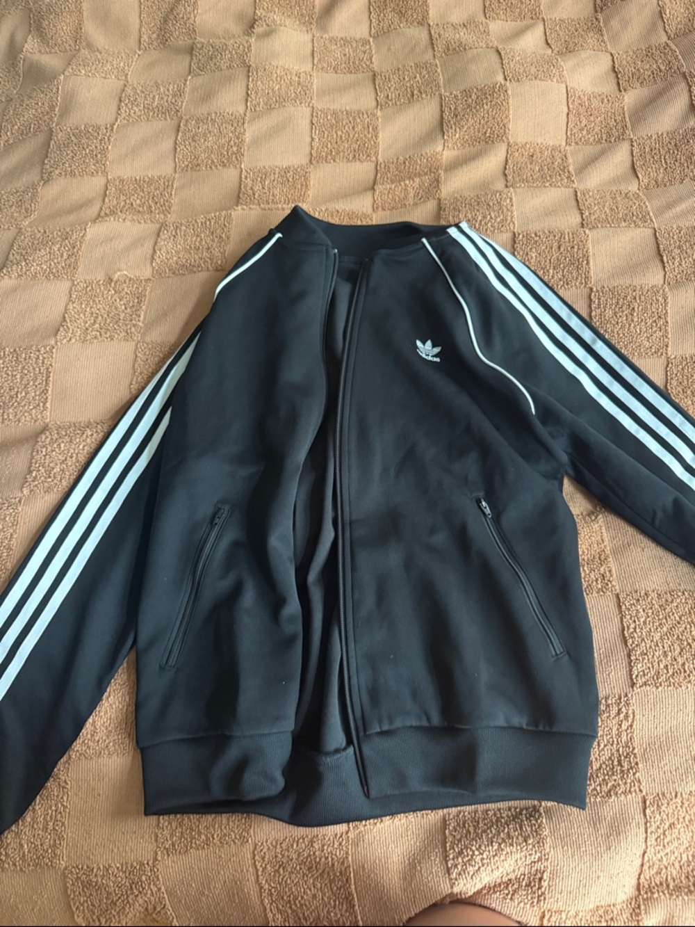 adidas Black Jacket with White Stripe Details